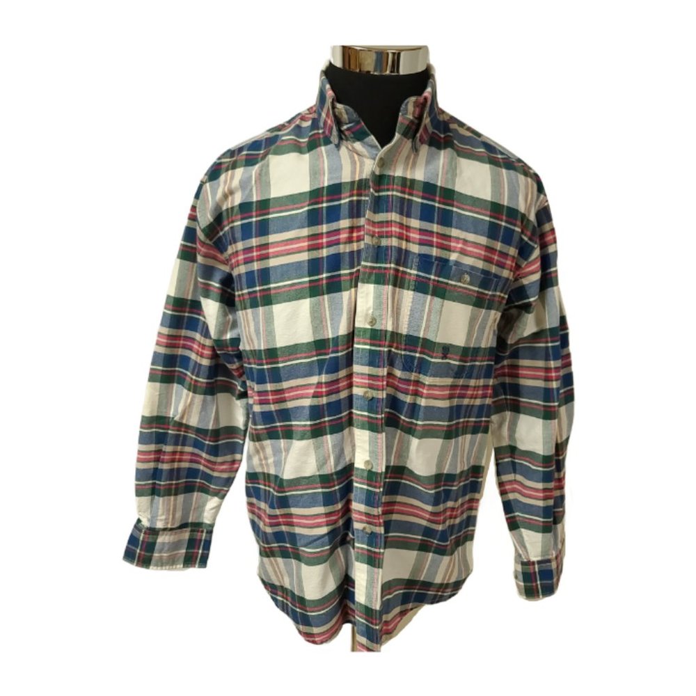 Wrangler Twenty X Mens Medium Multicolor Plaid Heavyweight Button Up Shirt